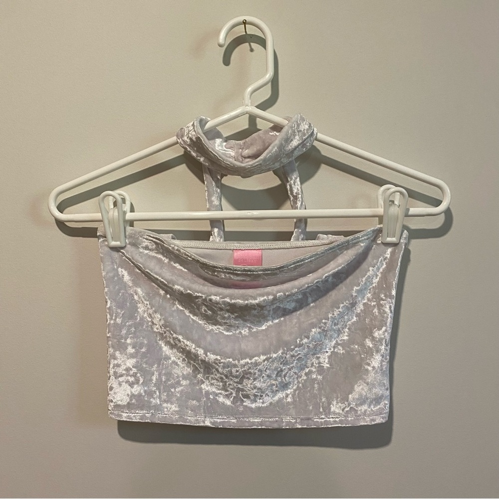 Bunny Holiday Crushed Velvet Cropped Tube Top